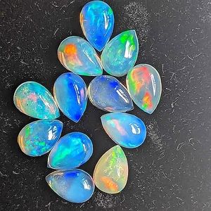 Natural Ethiopian Opal Untreated Loose Cabochon Gemstones 6mm*4mm Pear Cut (1x)
